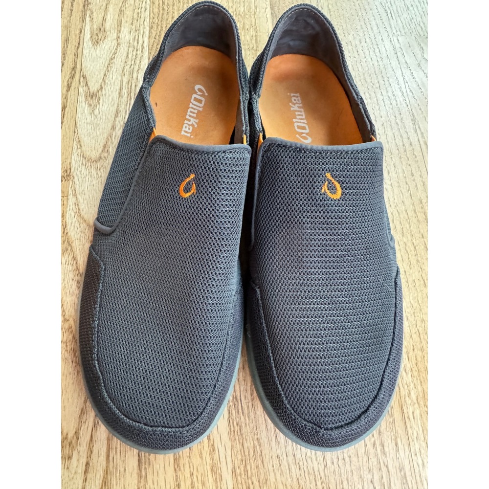 OluKai Nohea Mesh Shoes Mens 8.5 Grey Breathable Slip On Loafers Beach Travel